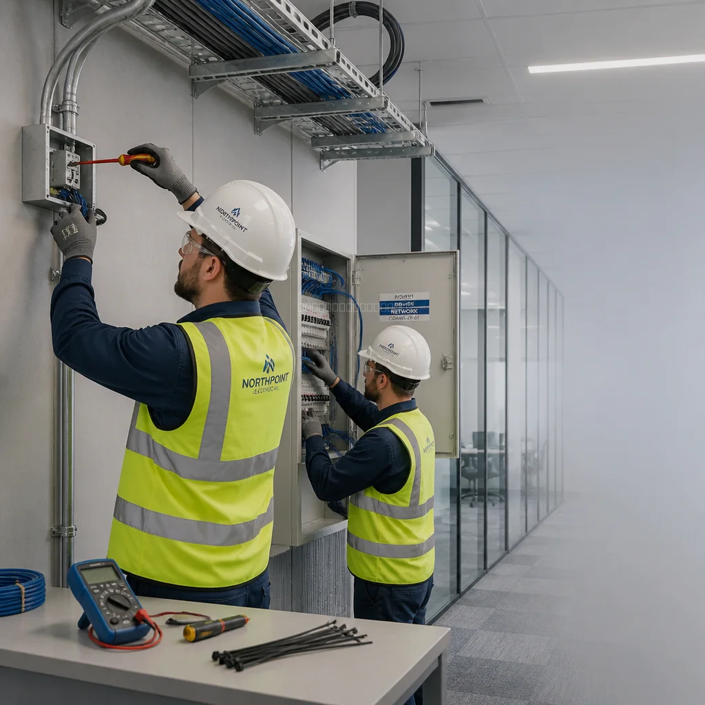 Plano y cableado en cuadro eléctrico comercial